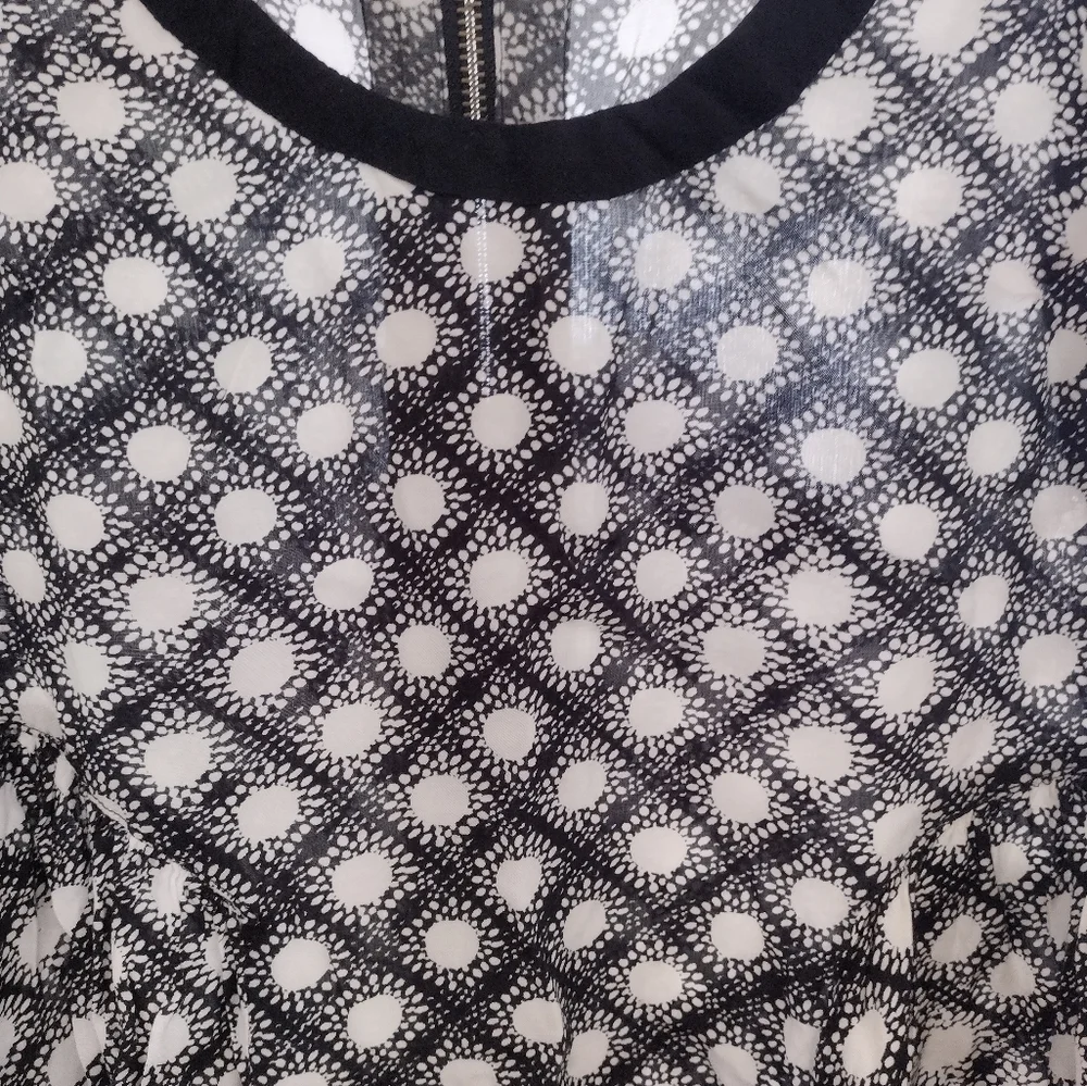 Free People Black White Sleeveless Molly Dot Swing Tunic Mini Dress